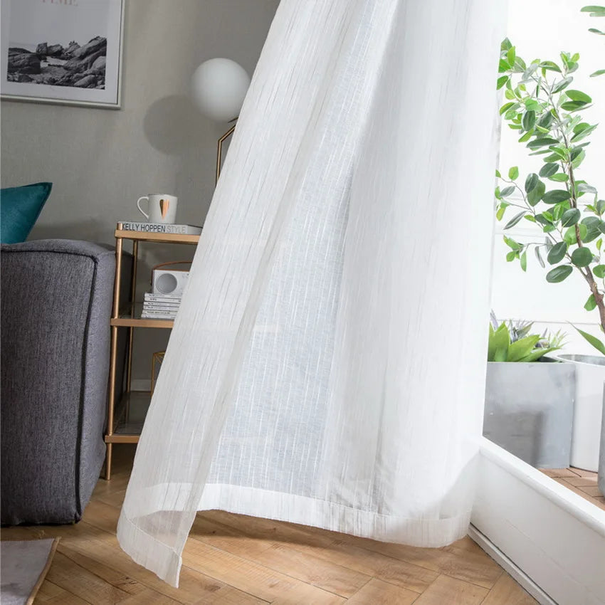 Rideau effet lin blanc