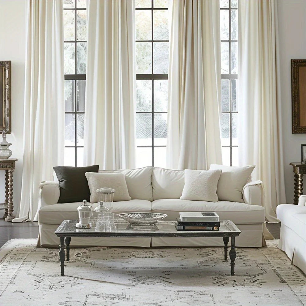 Rideau aspect velours beige