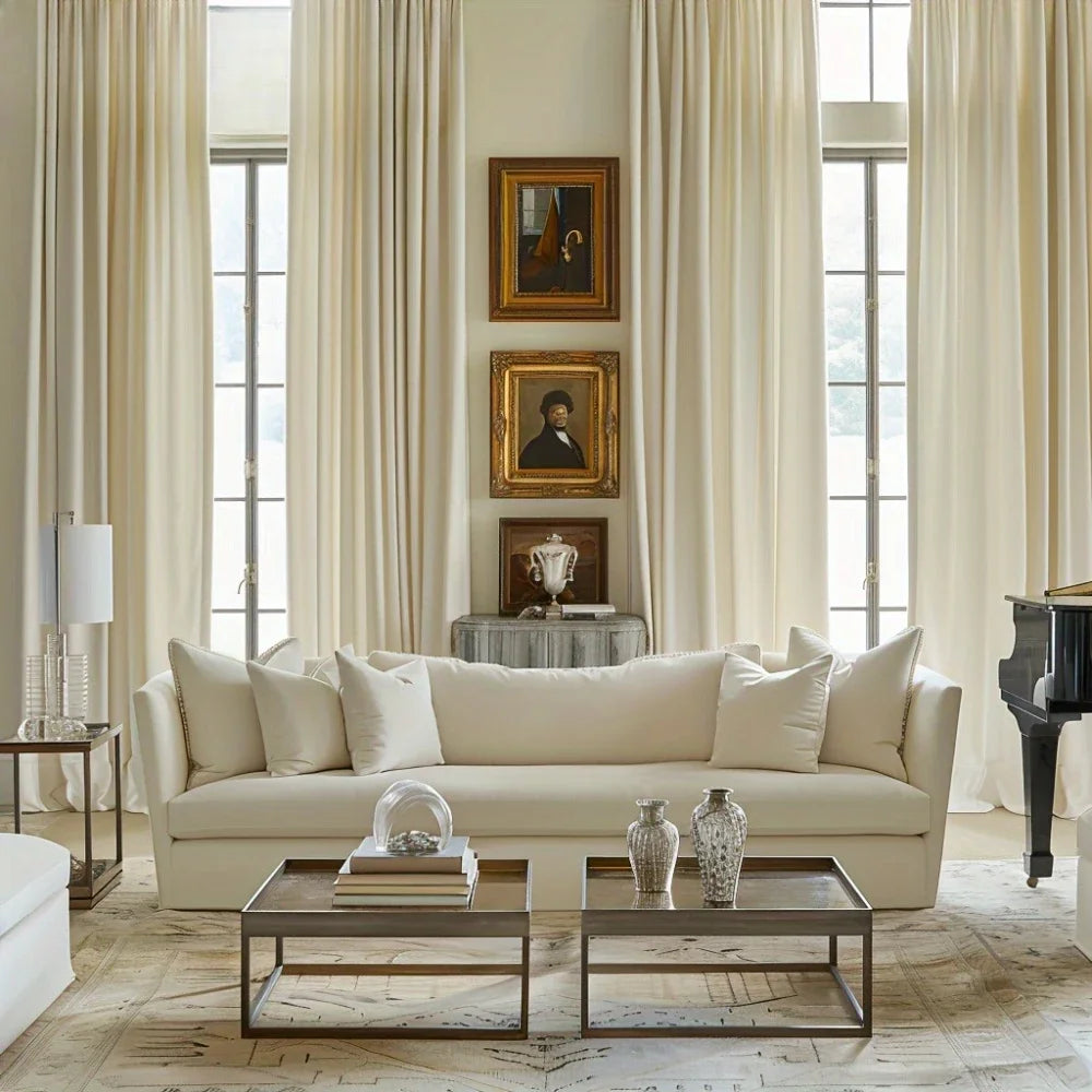 Rideau aspect velours beige