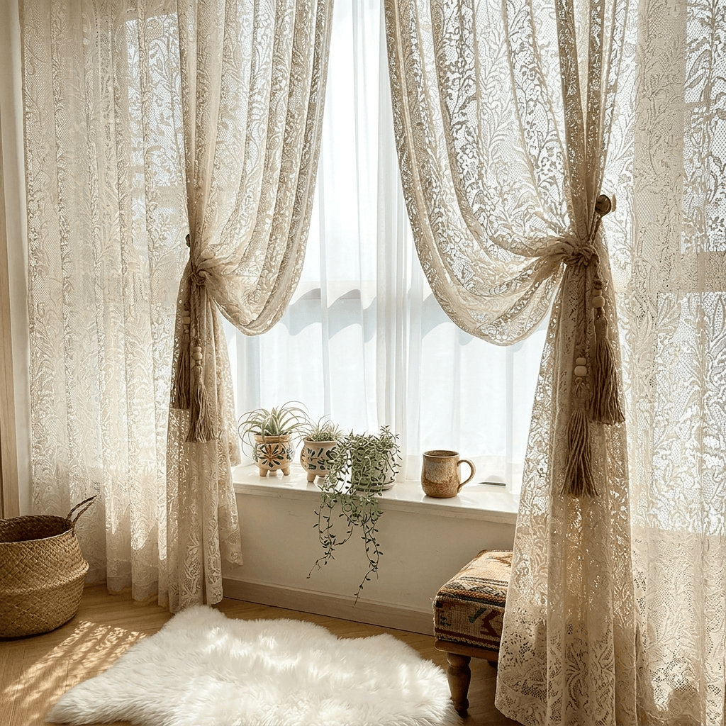 Rideau dentelle bohème Veloria