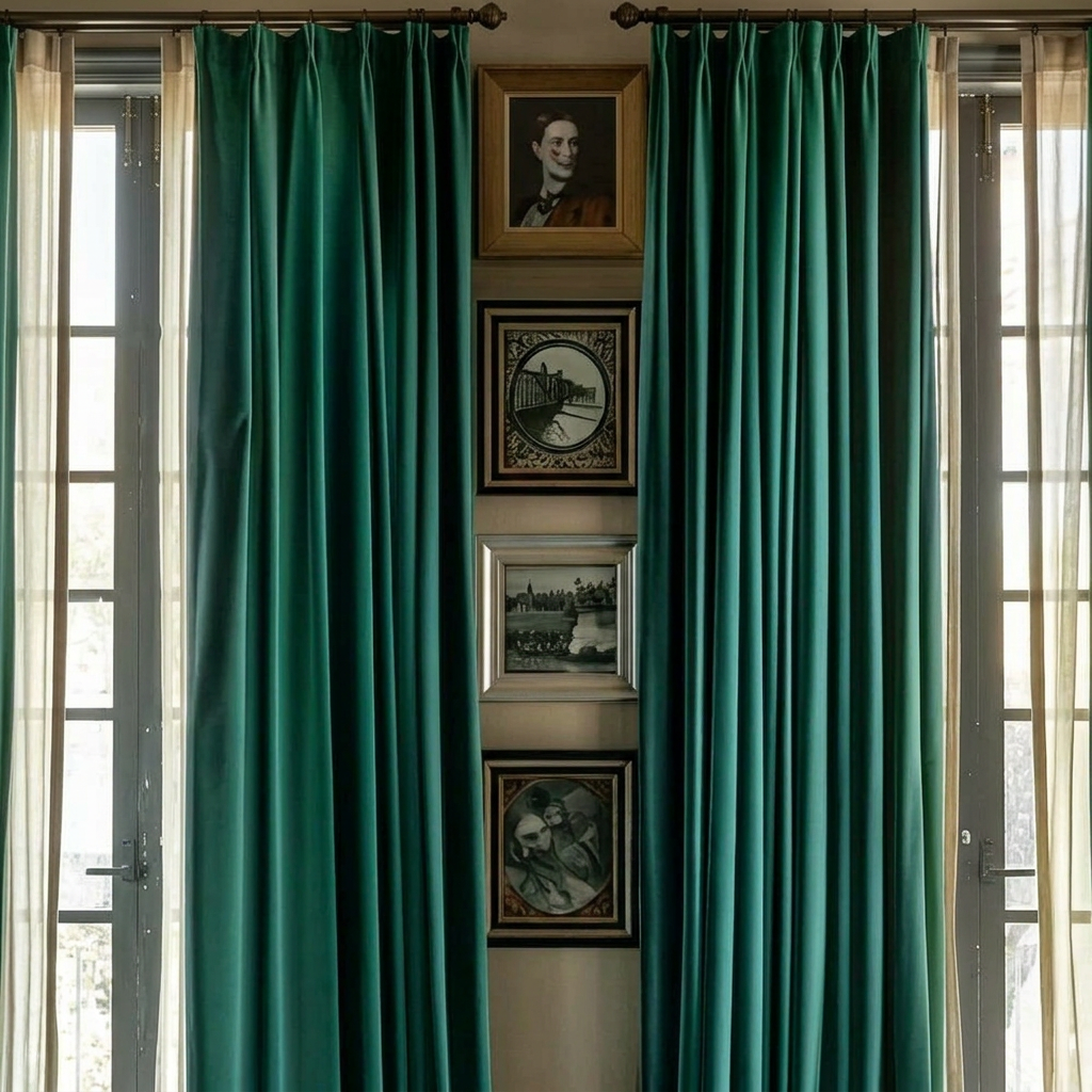Rideau aspect velours vert