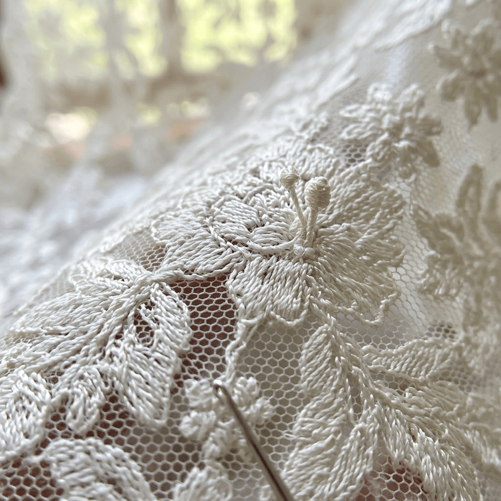 Rideau en dentelle ancienne Veloria