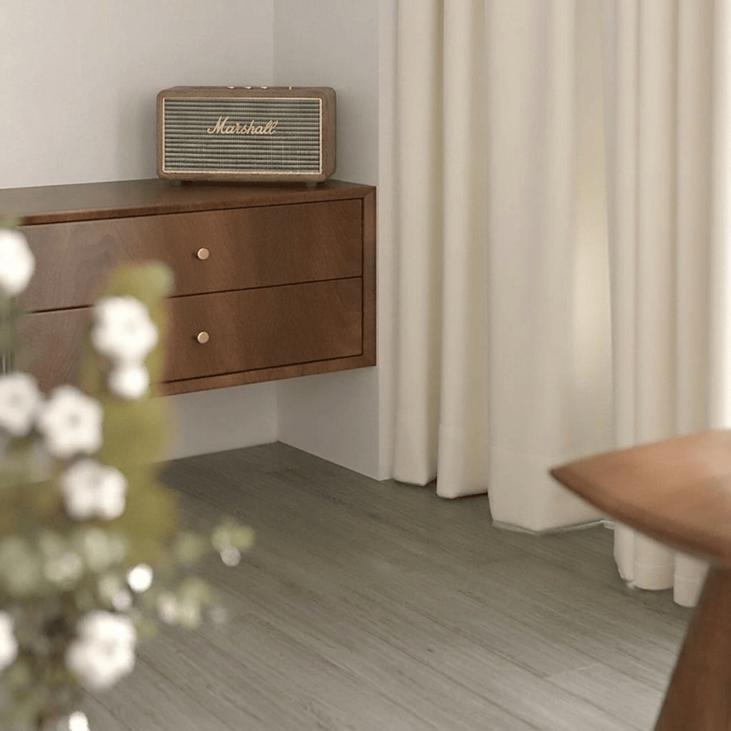Rideau beige salon Veloria