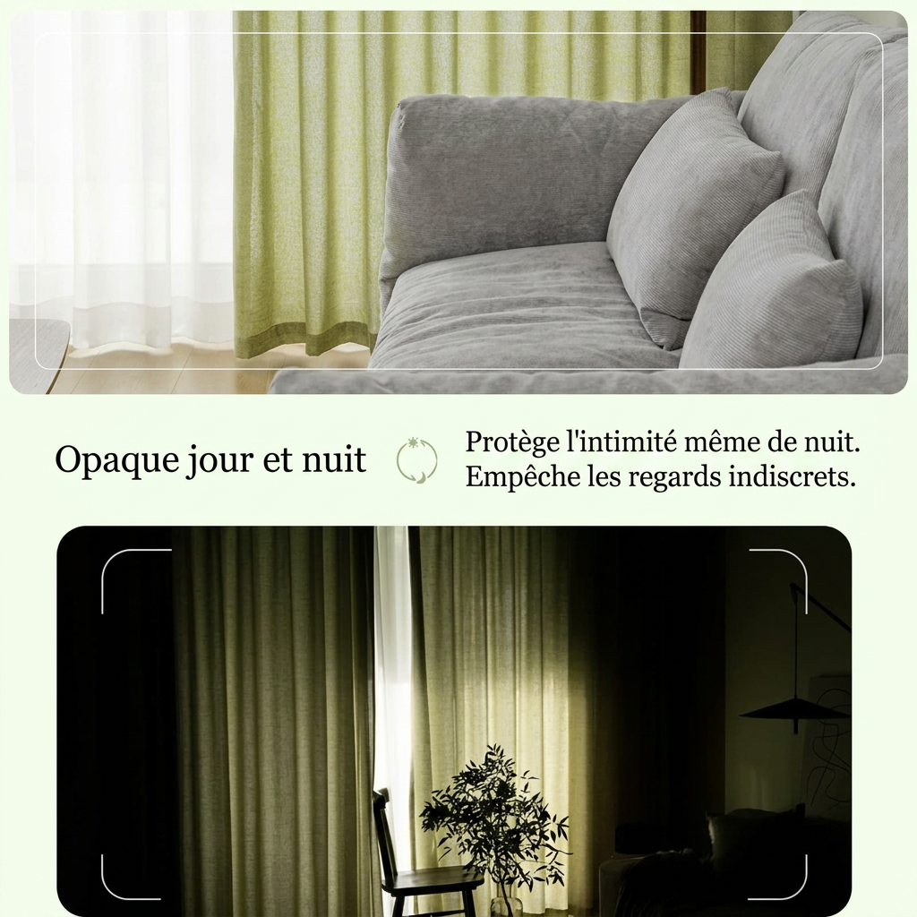 Rideau couleur effet lin