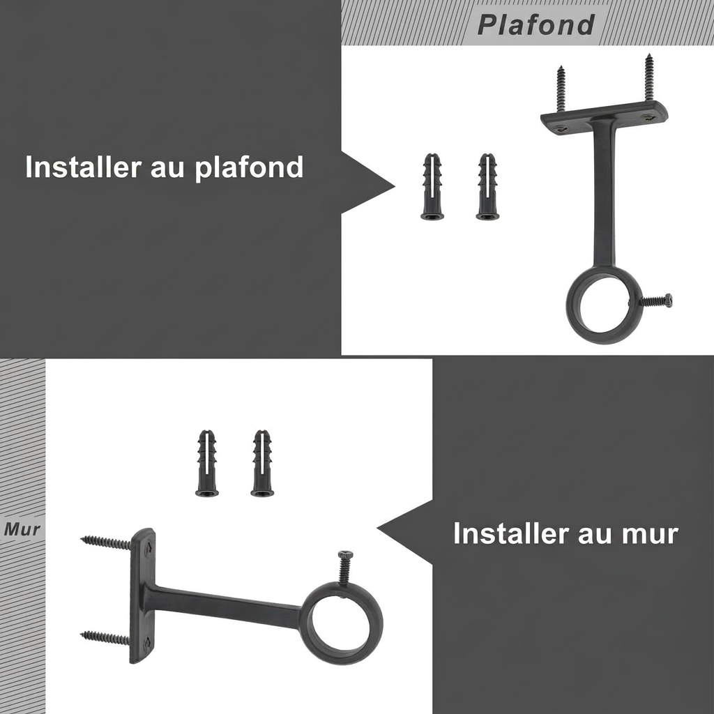 Fixation tringle rideau