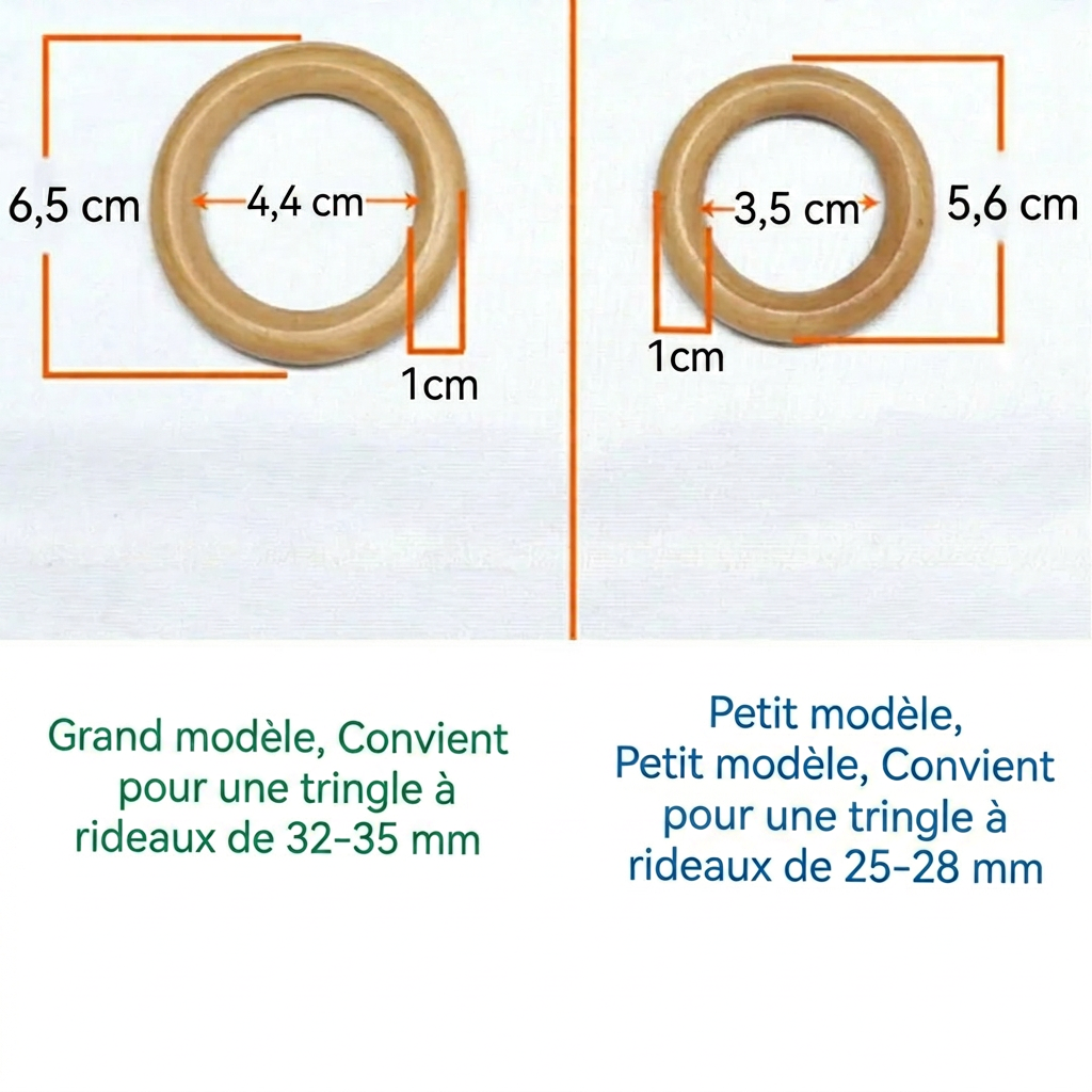 Anneau en bois pour rideau