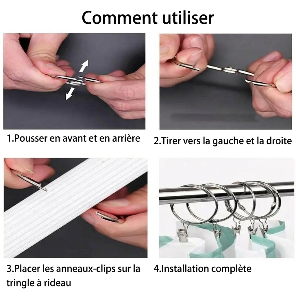 Anneaux clips pour rideaux