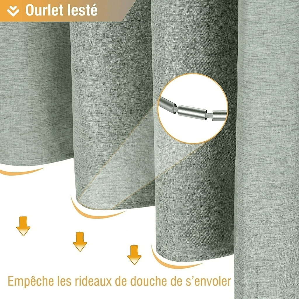 Rideau de douche effet lin Veloria