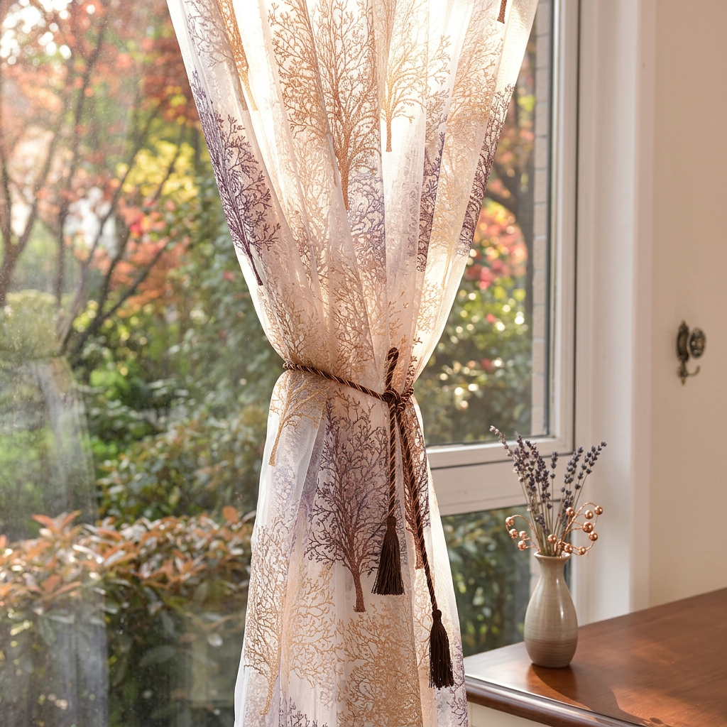 Rideau voilage blanc avec motif