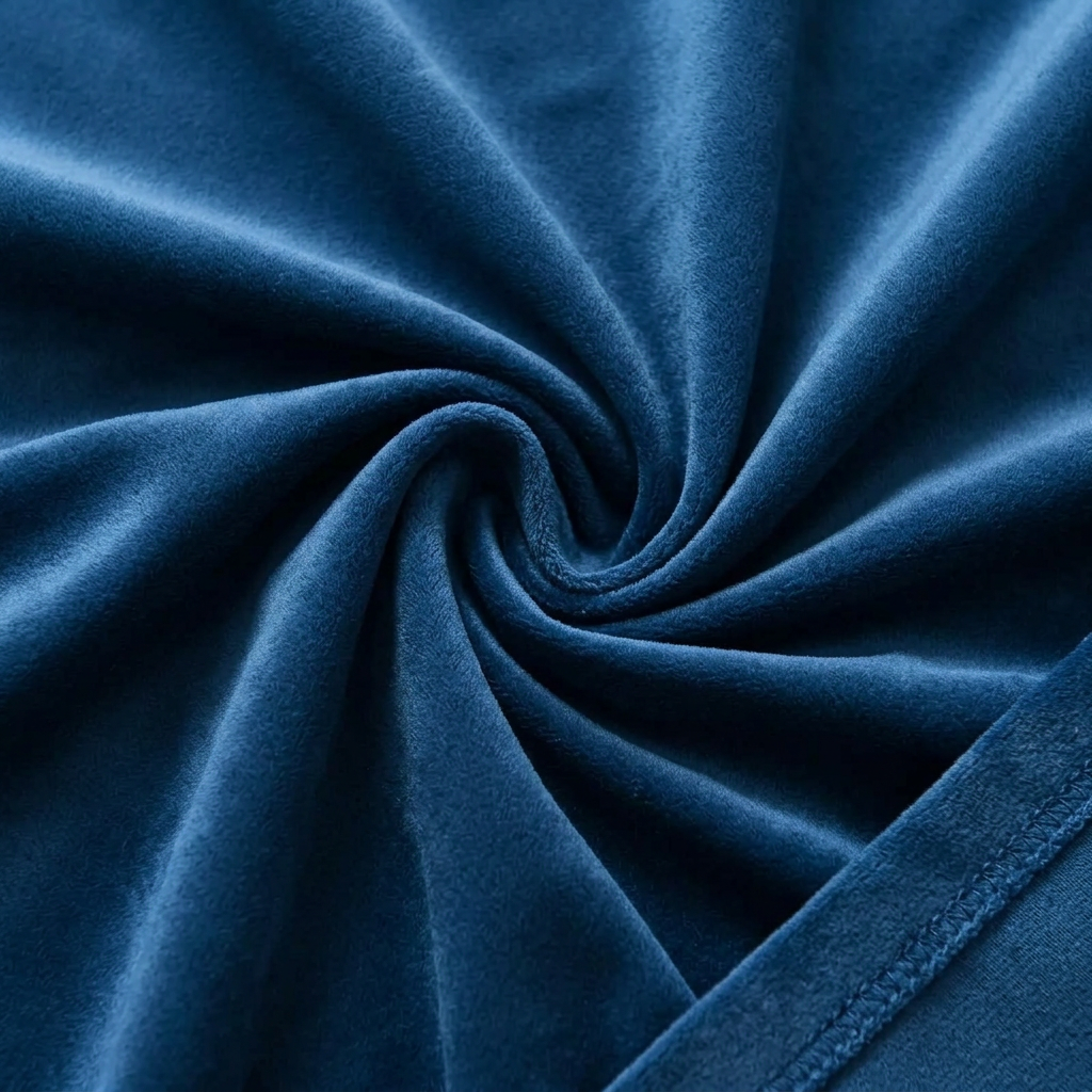 Rideau aspect velours bleu
