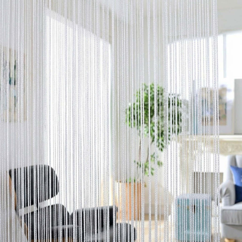 Rideaux en fils blancs