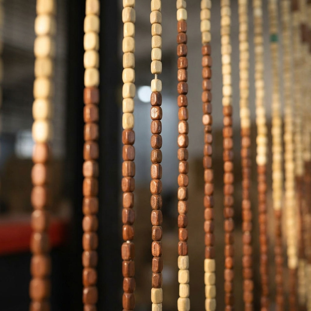 Rideau à perles bois