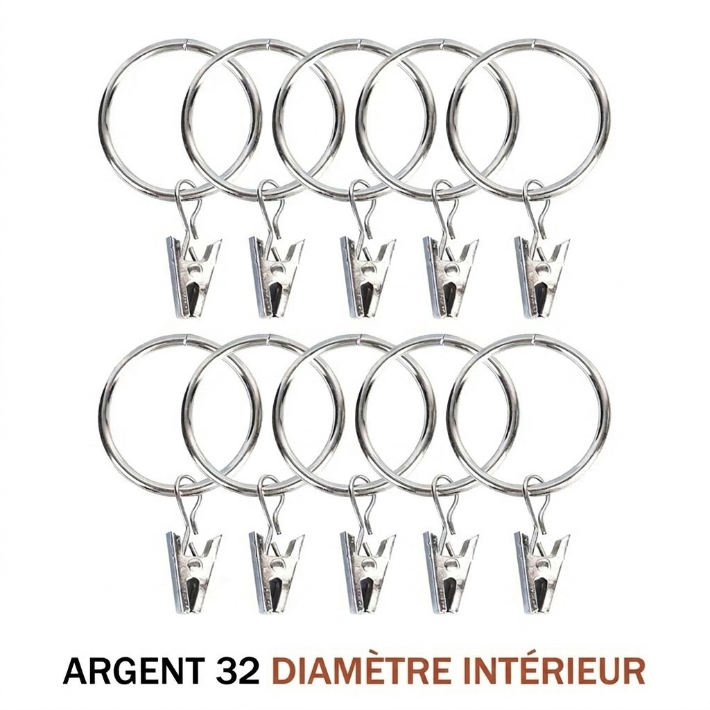 Anneaux pinces pour rideaux