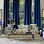 Rideau aspect velours bleu