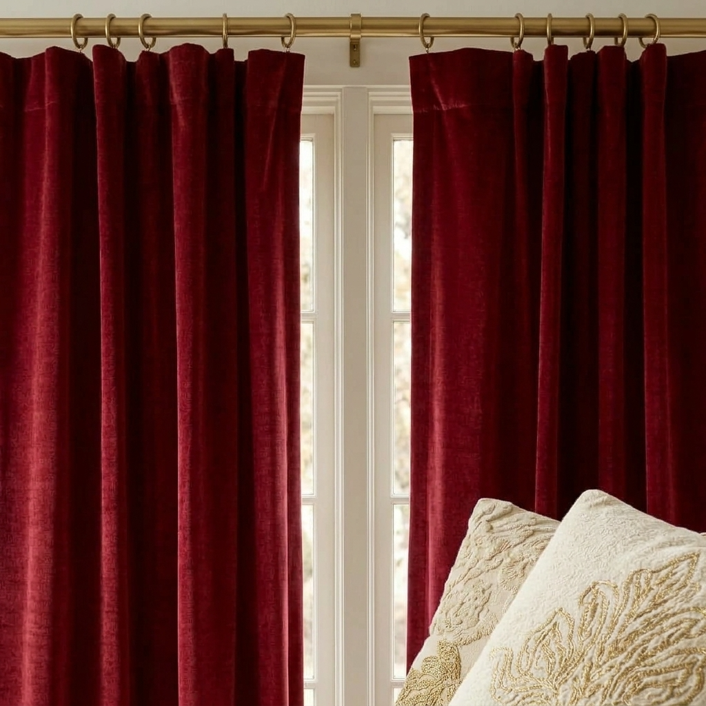 Rideau aspect velours rouge